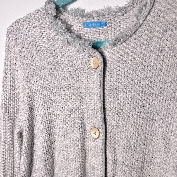 J.McLaughlin Nan Cardigan Sweater Textured Button Up Long Sleeve Fringe size M - Picture 8 of 9